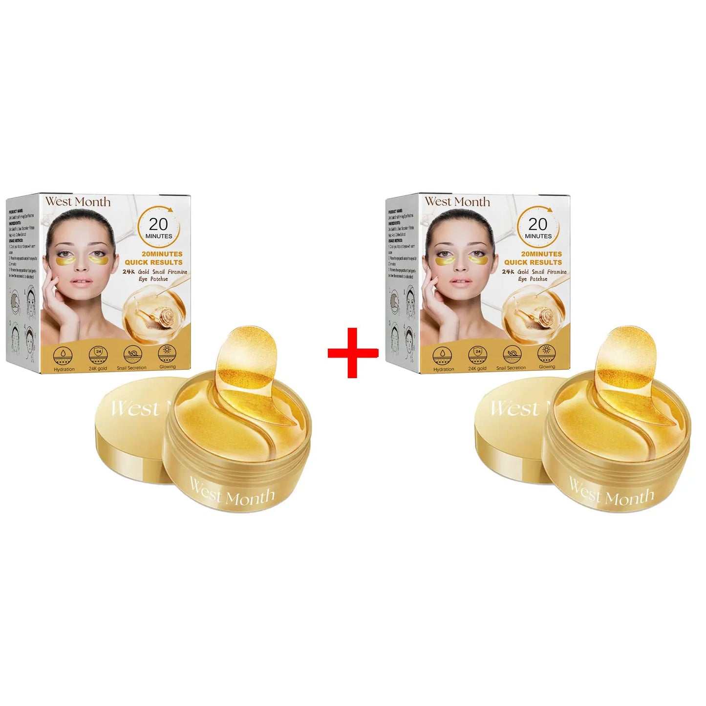24K Gold Snail Eye Mask Remove Dark Circles Eye Bags Fade Puffiness Fine Lines Firm Moisturizing Hydrating Collagen Eye Patches