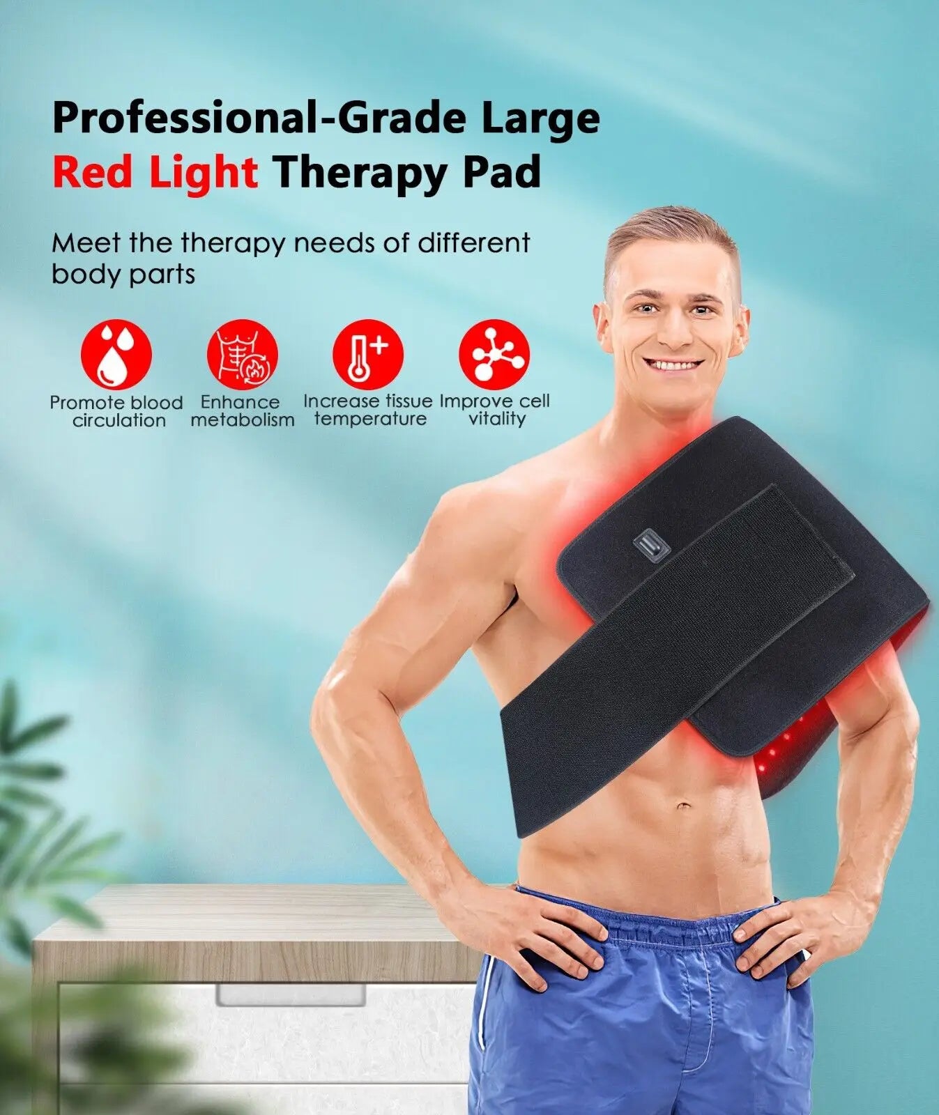 Infrared LED Light Medical Service Belt Waist Red Light Heating Massage Belt Pad Lumbar Back Massager for Muscle Relaxation