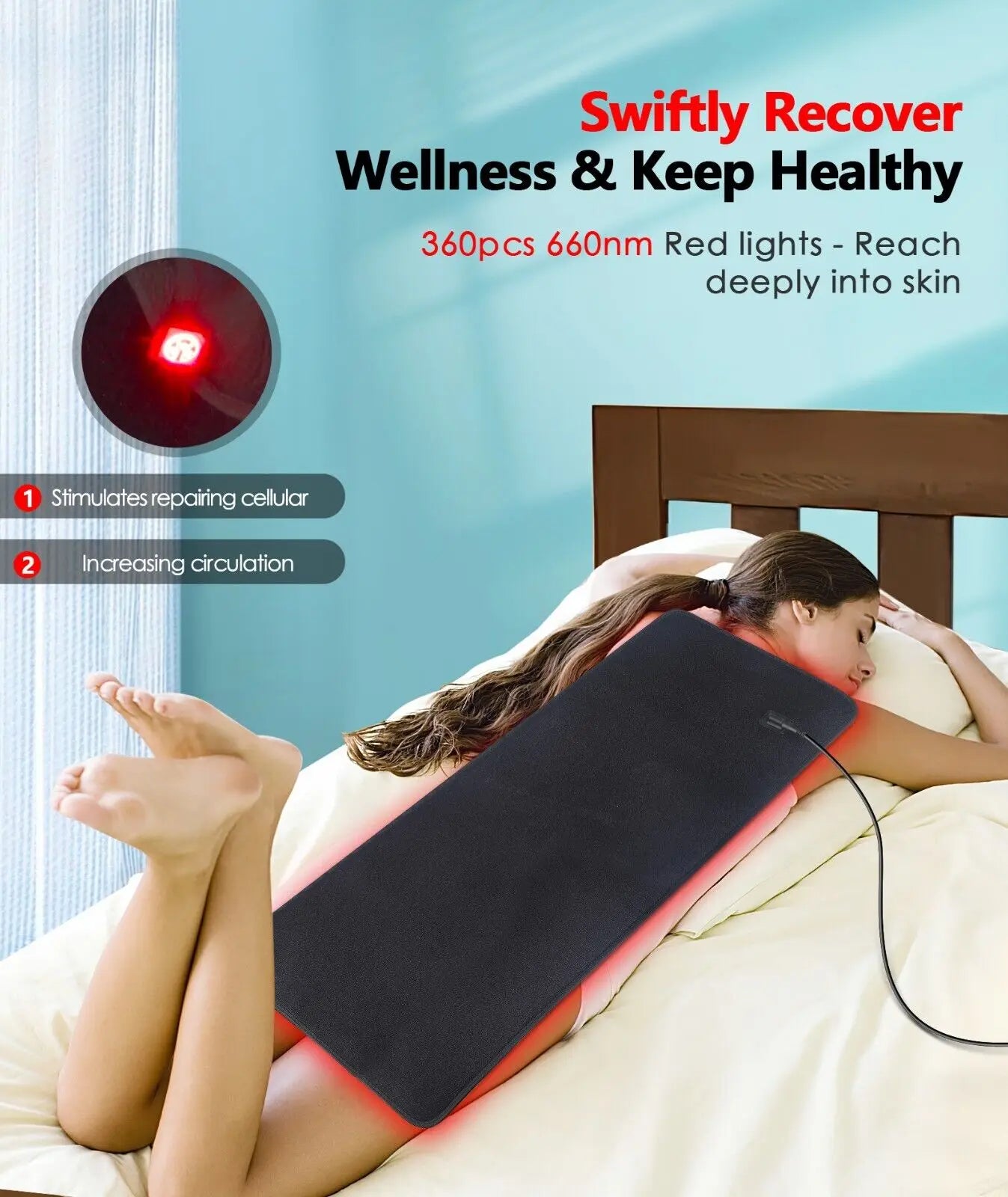Infrared LED Light Medical Service Belt Waist Red Light Heating Massage Belt Pad Lumbar Back Massager for Muscle Relaxation