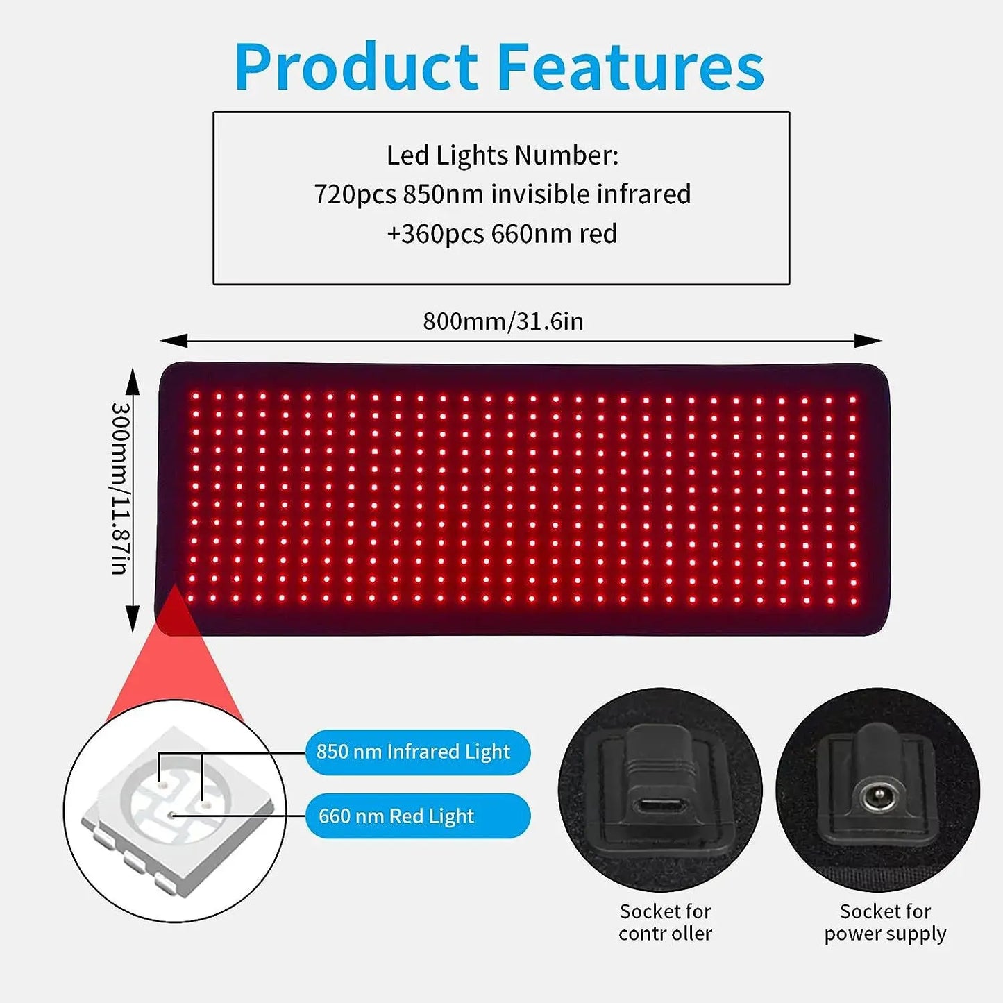 Infrared LED Light Medical Service Belt Waist Red Light Heating Massage Belt Pad Lumbar Back Massager for Muscle Relaxation