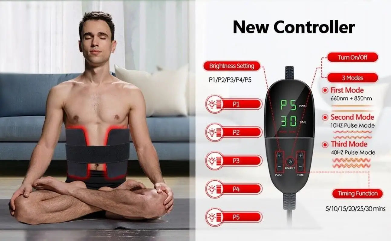 Infrared LED Light Medical Service Belt Waist Red Light Heating Massage Belt Pad Lumbar Back Massager for Muscle Relaxation