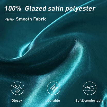 Luxury 100% Polyester Satin 3-Piece Bedding Set 1 Flat Sheet 2 Pillowcases Simple Style Woven Technique Shiny Silky Solid
