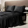 Luxury 100% Polyester Satin 3-Piece Bedding Set 1 Flat Sheet 2 Pillowcases Simple Style Woven Technique Shiny Silky Solid