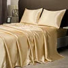 Luxury 100% Polyester Satin 3-Piece Bedding Set 1 Flat Sheet 2 Pillowcases Simple Style Woven Technique Shiny Silky Solid