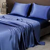 Luxury 100% Polyester Satin 3-Piece Bedding Set 1 Flat Sheet 2 Pillowcases Simple Style Woven Technique Shiny Silky Solid