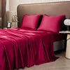 Luxury 100% Polyester Satin 3-Piece Bedding Set 1 Flat Sheet 2 Pillowcases Simple Style Woven Technique Shiny Silky Solid